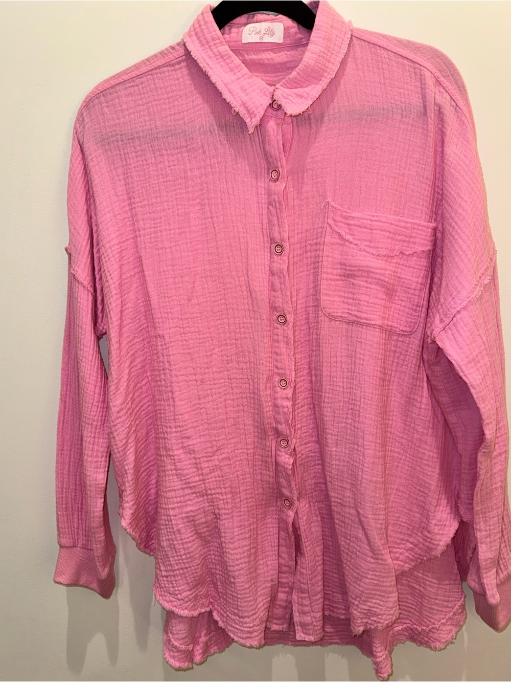 Pink Lily Soft Pink Gauze Shirt